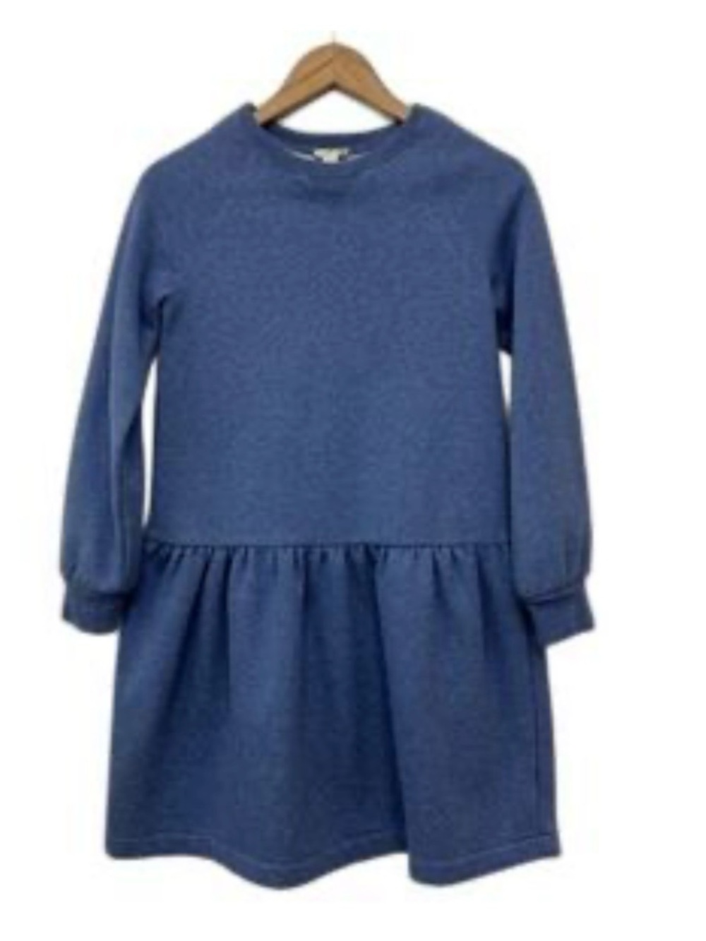 Crewcuts Heathered Blue Long-Sleeve Gathered-Skirt Dress